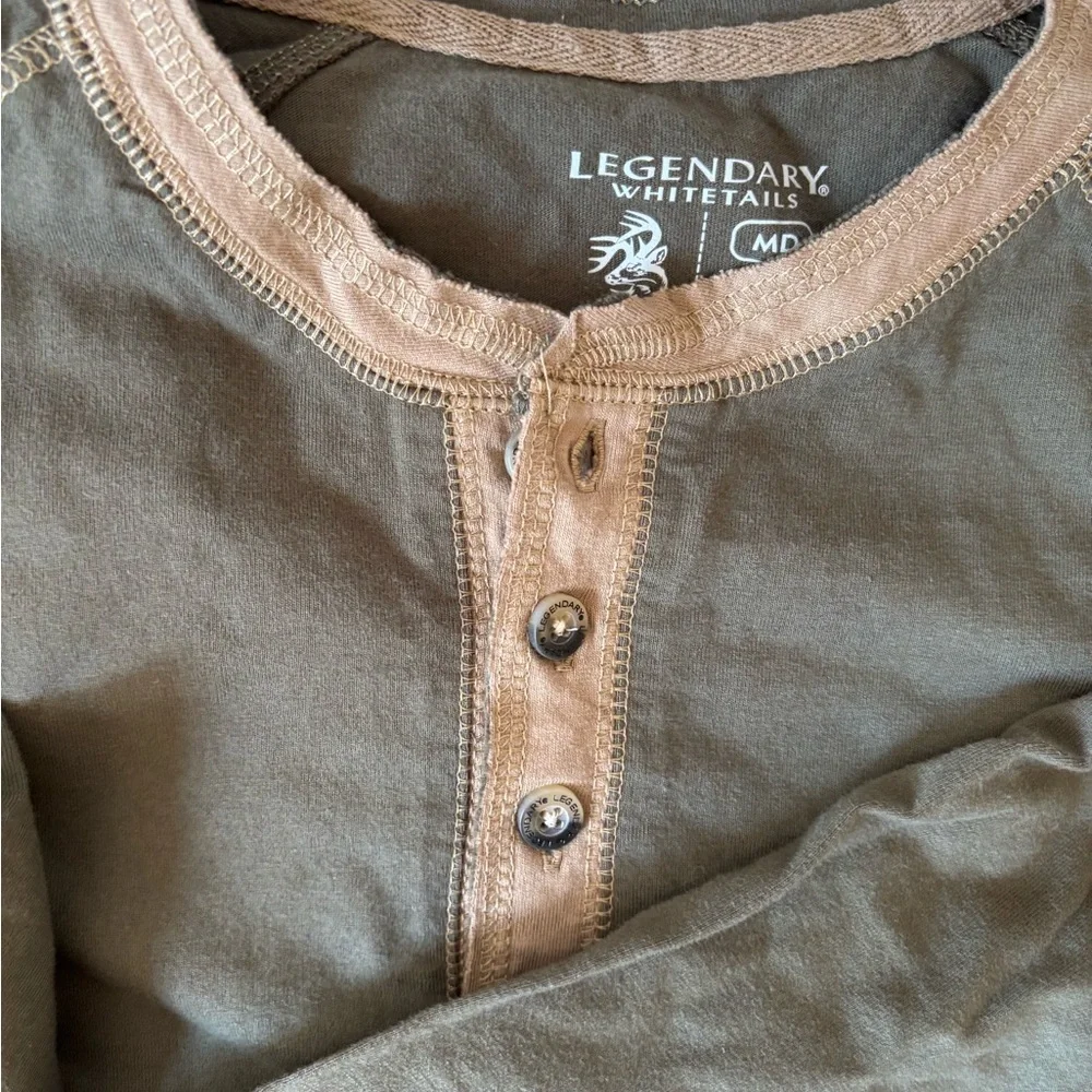 Legendary Whitetails Men's Recluse Raglan Henley - Army Green MEDIUM - NWOT - Picture 2 of 7